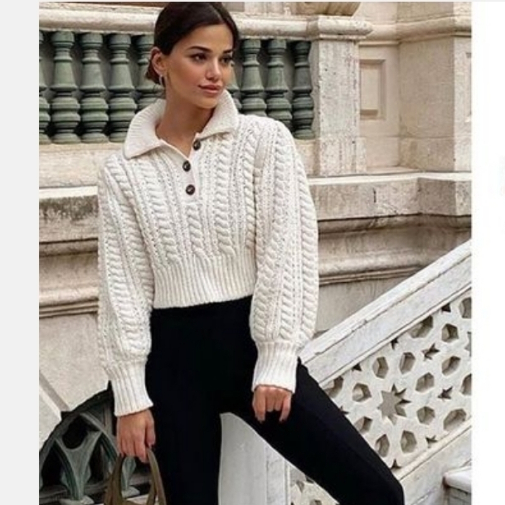 Zara wool blend cable knit sweater